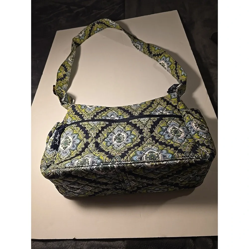 Vera Bradley Shoulder Bag Cambridge Pattern Handbag Excellent Retired Green Blue